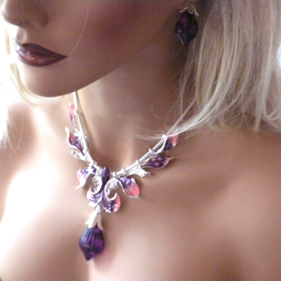 Purple Crystal European Snake Cable Necklace - Picture 2 of 4